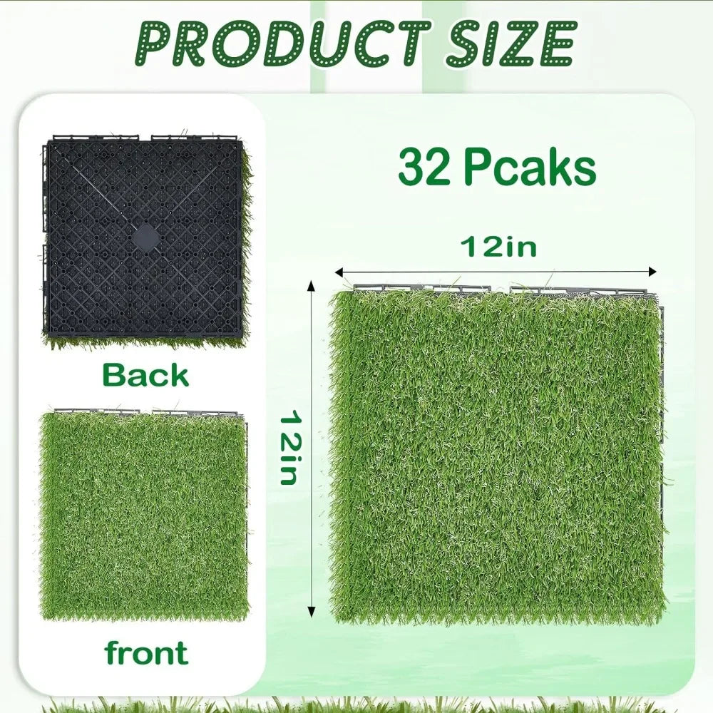 32 Artificial Grass Tiles