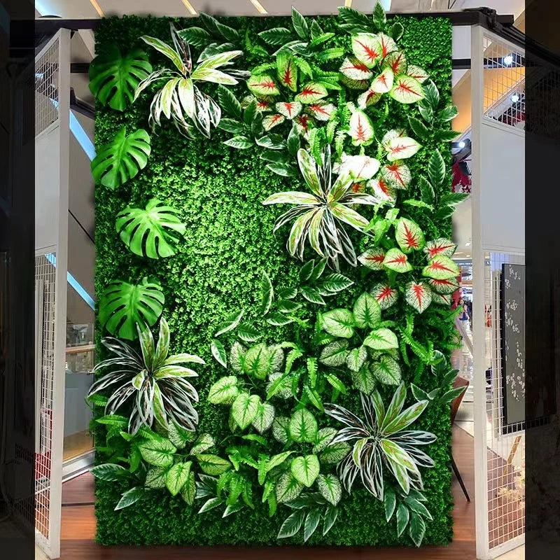 3D Artificial Plant Wall Fake Evergreen Leaves Simulated Background Wedding Party Decoration Green Board Lawn  Home Decoration