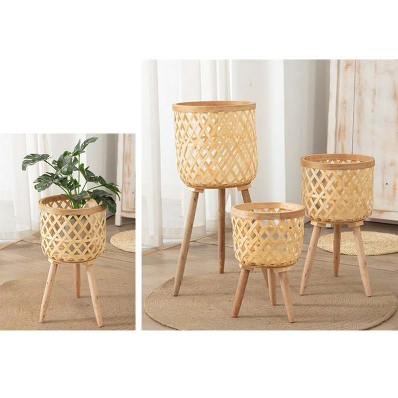 Lightweight Excellent Woven Planter Pot Holder Flower Display Shelf Eye-catching Plant Stand Wide Application for Patio