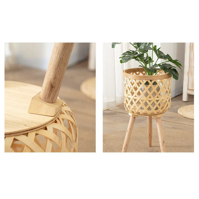 Lightweight Excellent Woven Planter Pot Holder Flower Display Shelf Eye-catching Plant Stand Wide Application for Patio