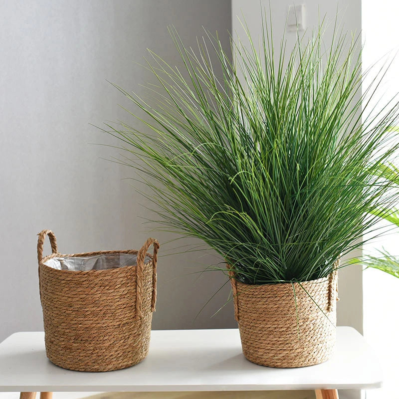 Woven Planter Basket Laundry Storage Decorative Basket Handmade Straw Rattan Plant Flower Pot Storage Basket Home Garden Decor