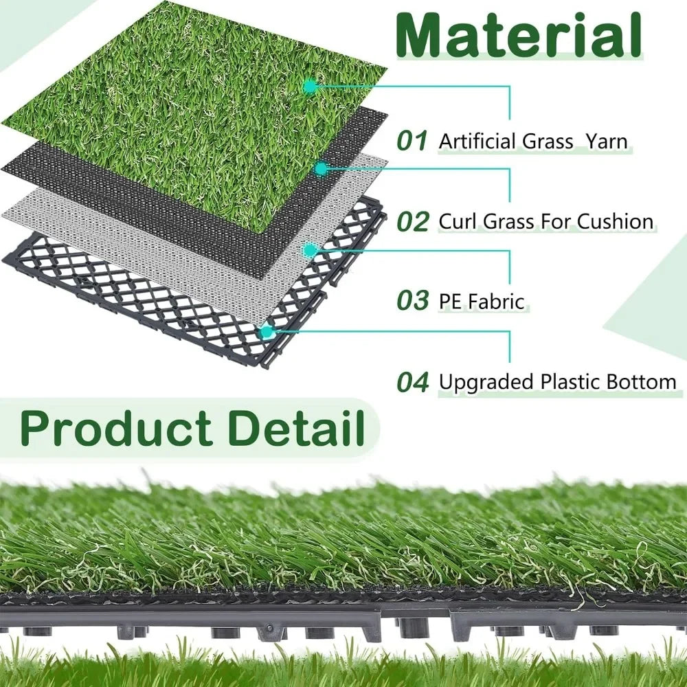 32 Artificial Grass Tiles